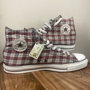 Converse Chuck Taylor All Star Mens Red White Plaid Size 12 High Top Shoes